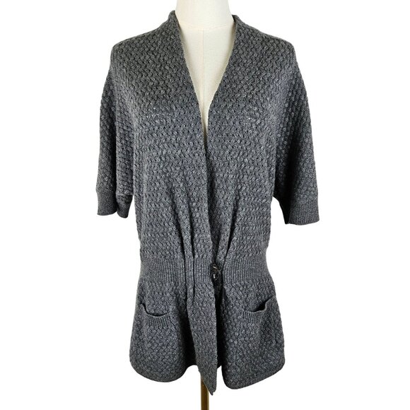 NWT! Neiman Marcus 100% Cashmere Cardigan Sweater Sz XL Button Short Sleeve $325 - Picture 1 of 11